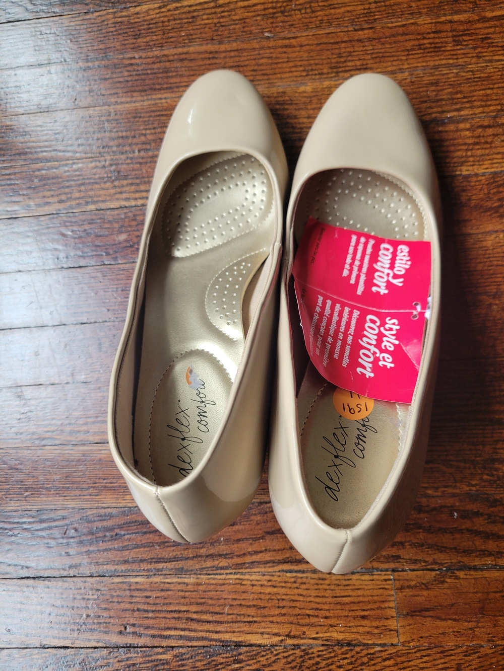 Dexflex Comfort Women's Shoes Beige Faux Patent Classic Pump 3" Heel Size 11 - Picture 14 of 16